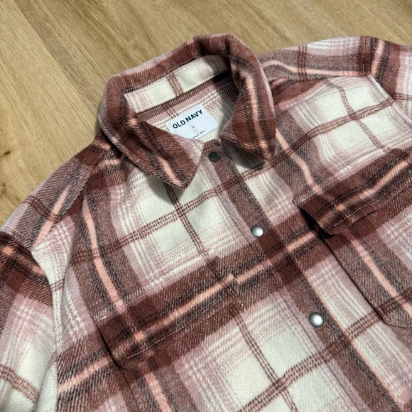 Old Navy Plaid Jacket Shaket - Pink and Brown - size Large - Picture 2 of 6